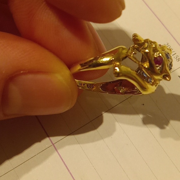 14k panther sapphire and ruby ring - Picture 4 of 4